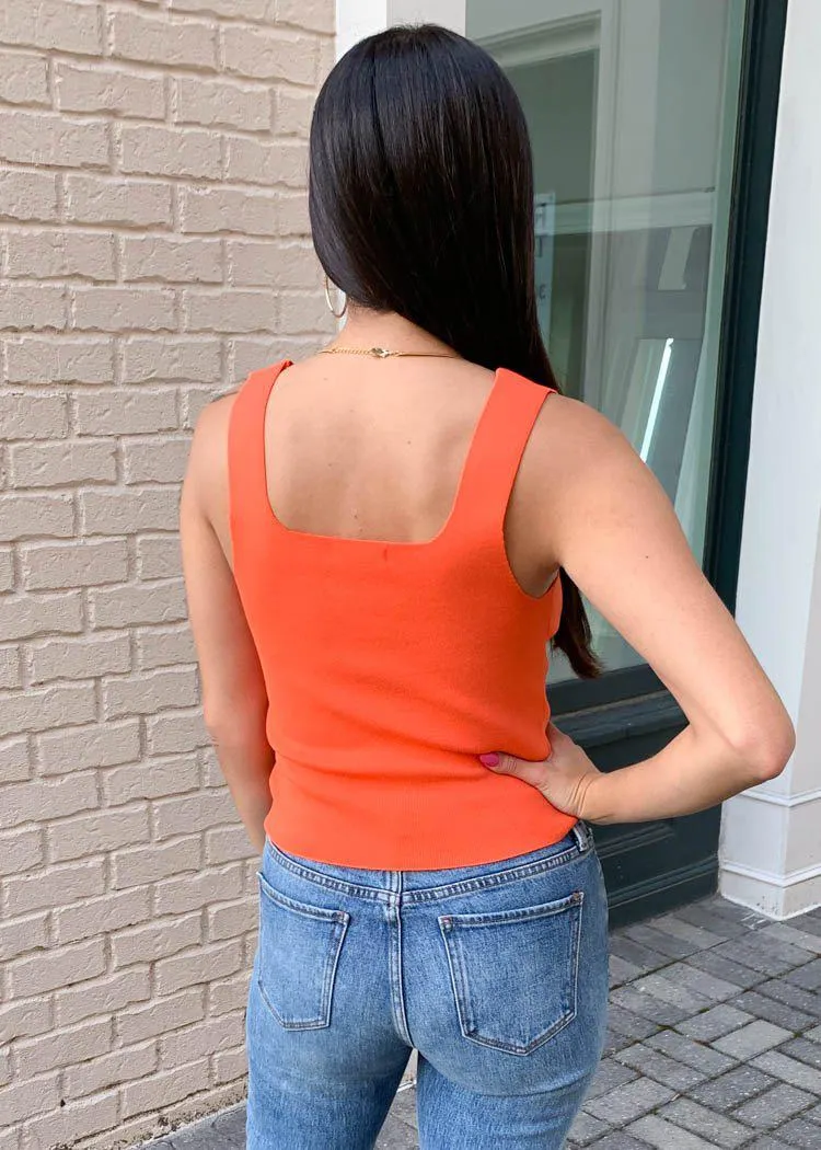 525 America Square Neck Knit Tank- Tiger Lily