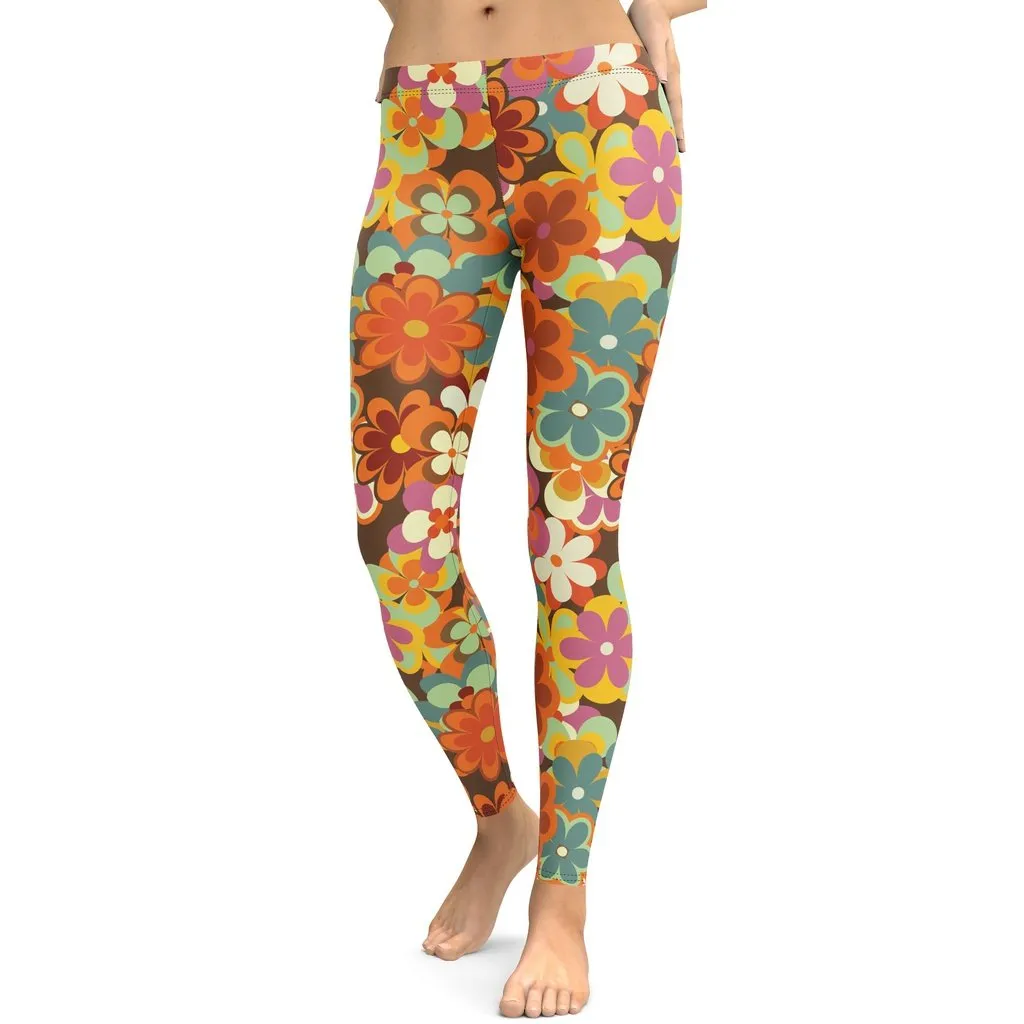 70s Flower Pattern Leggings