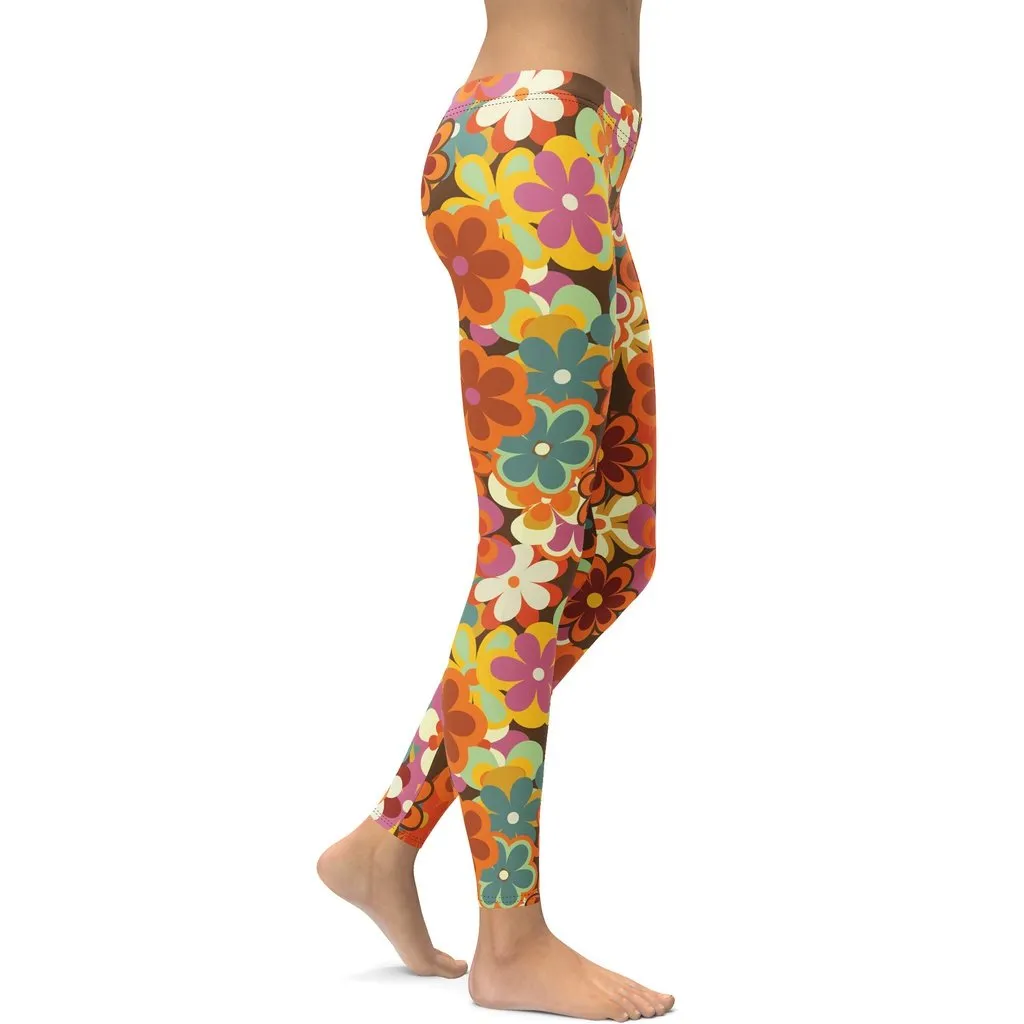 70s Flower Pattern Leggings