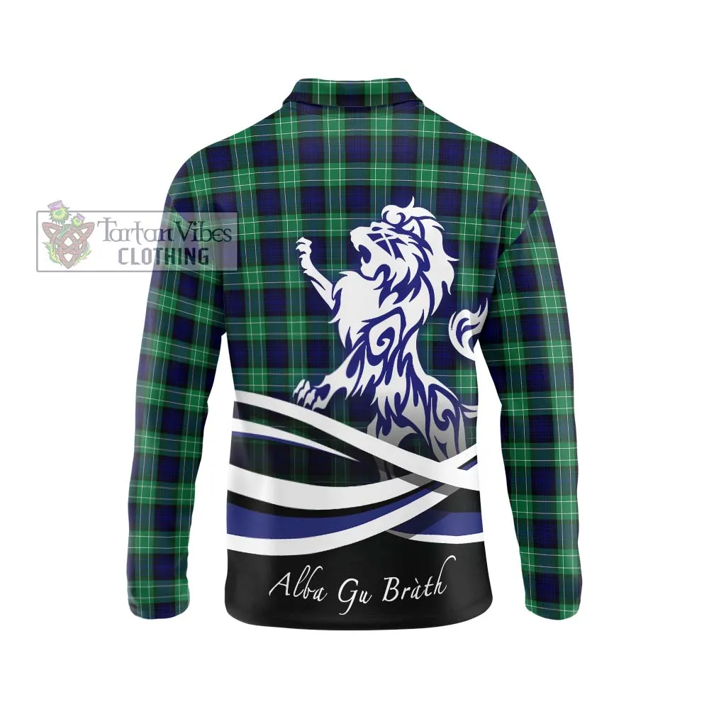 Abercrombie Tartan Long Sleeve Polo Shirt with Alba Gu Brath Regal Lion Emblem