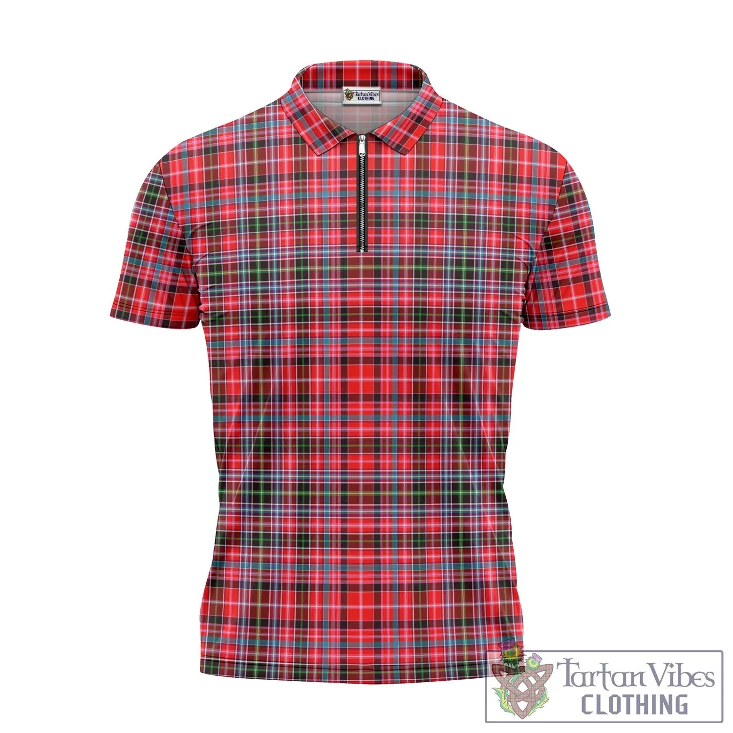 Aberdeen District Tartan Zipper Polo Shirt