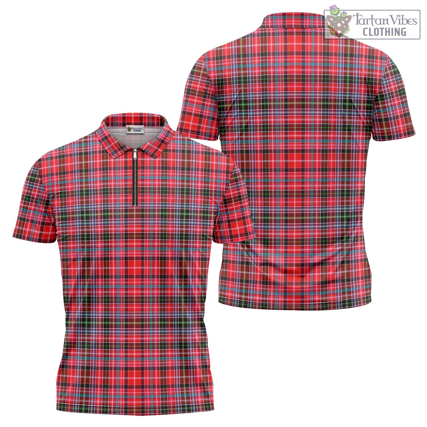 Aberdeen District Tartan Zipper Polo Shirt