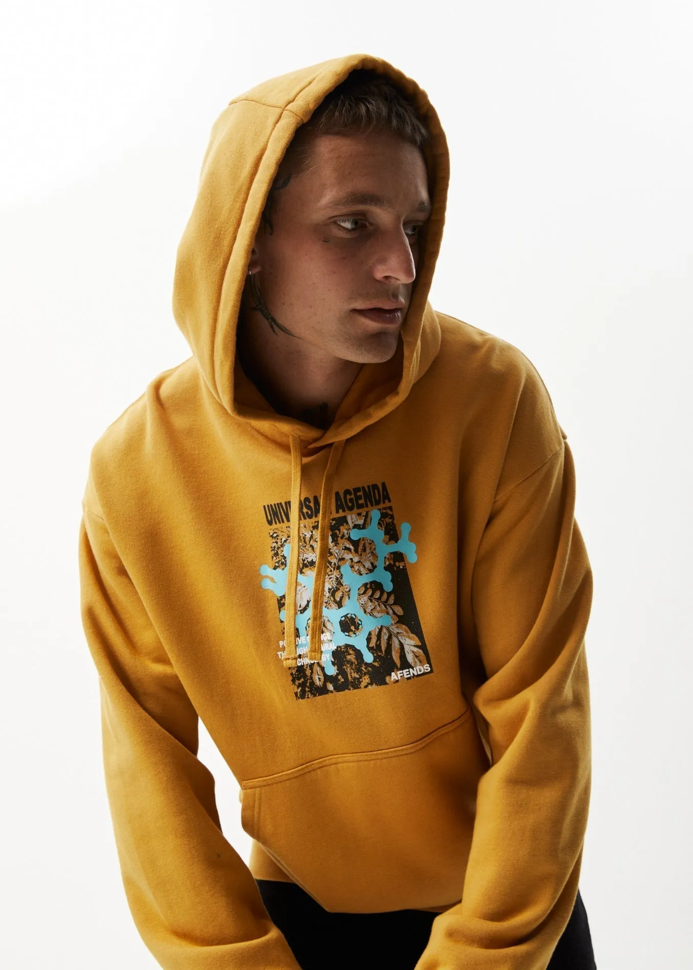 AFENDS Mens Universal - Graphic Hoodie - Mustard