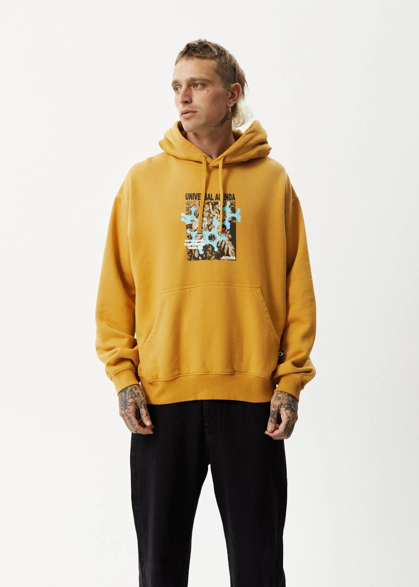 AFENDS Mens Universal - Graphic Hoodie - Mustard