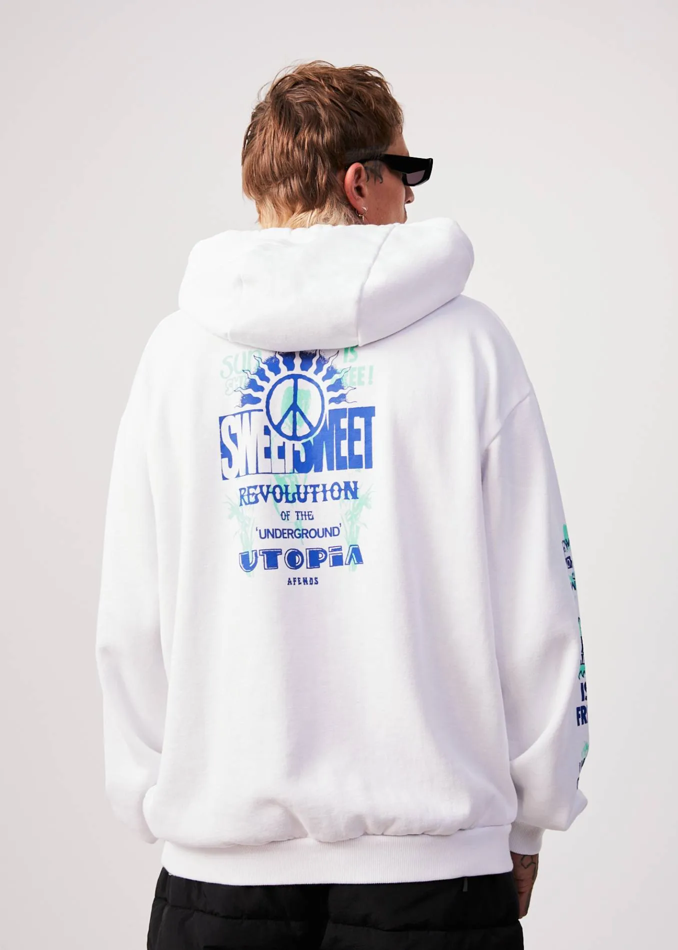 AFENDS Mens Utopia - Graphic Hoodie - White