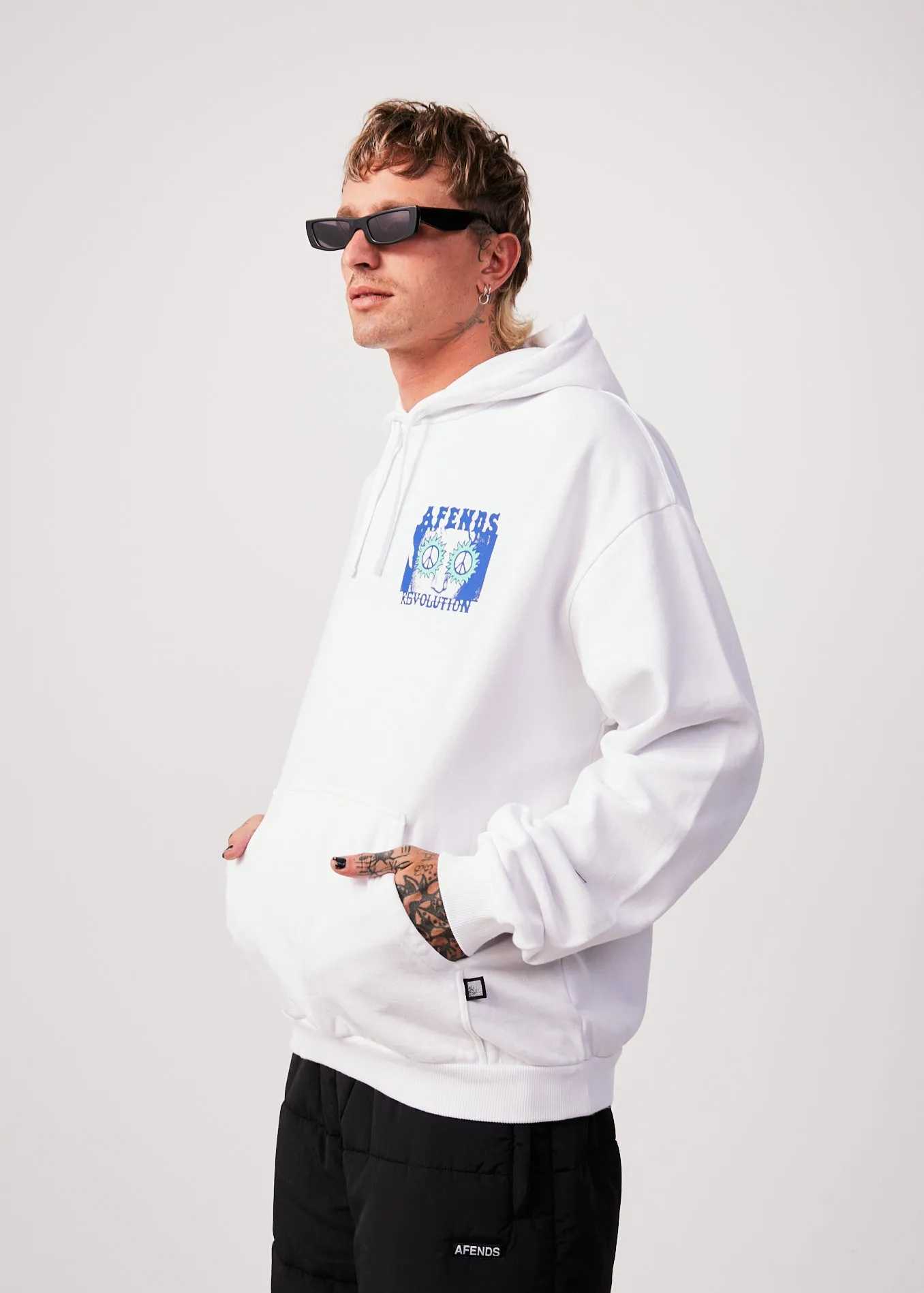 AFENDS Mens Utopia - Graphic Hoodie - White