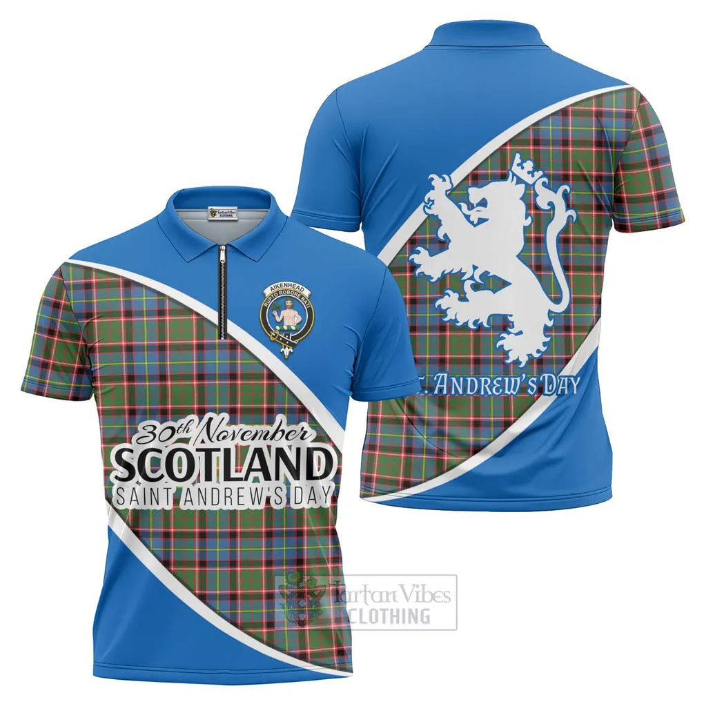 Aikenhead Family Crest Tartan Zipper Polo Shirt Celebrate Saint Andrew's Day in Style