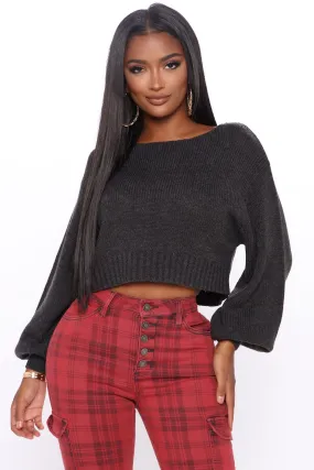 All She Needs Cropped Sweater - Charcoal