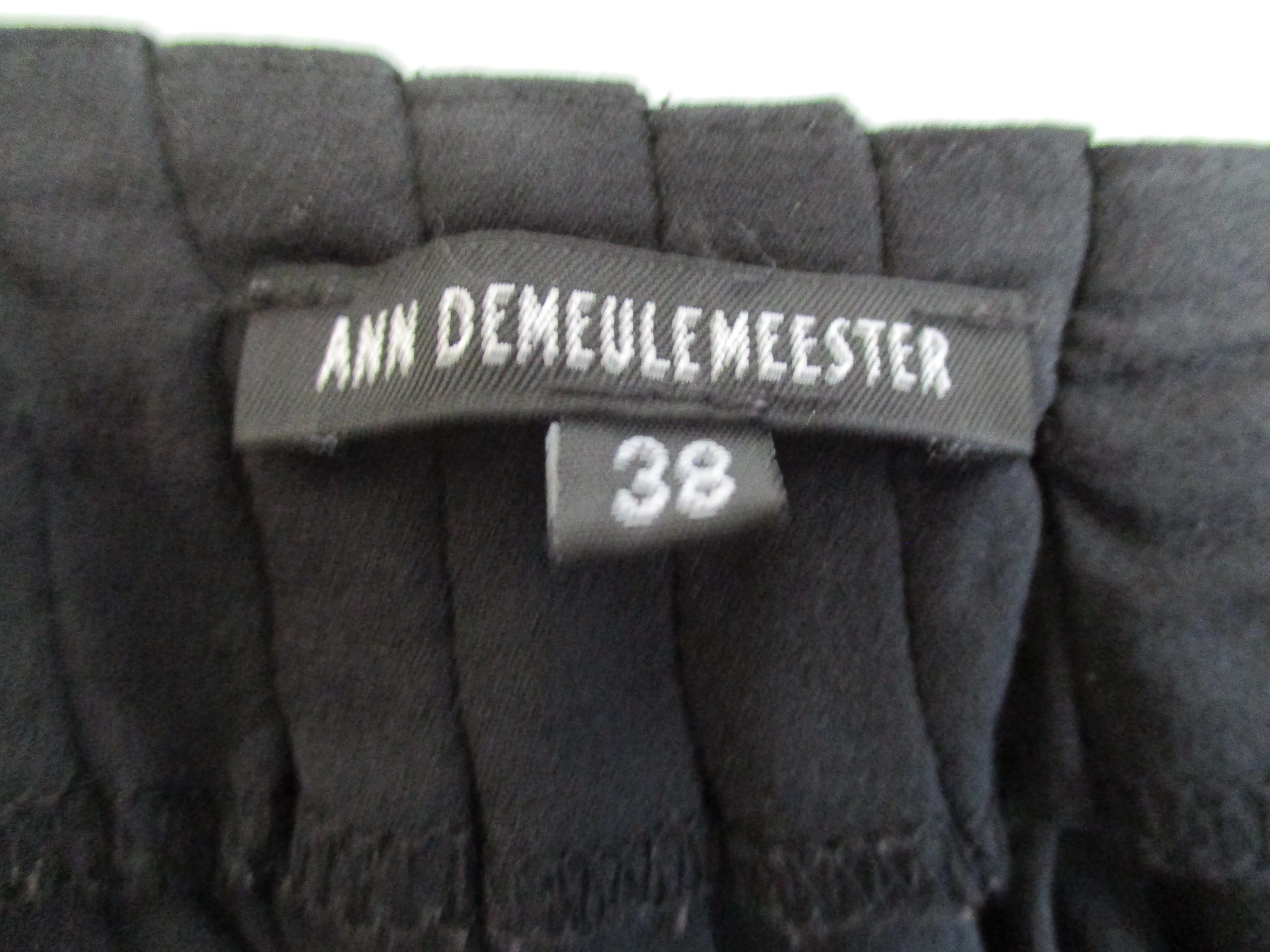 ANN DEMEULEMEESTER PLEATED SILK Blouse Top Goth 38 BLACK Rocker Womens