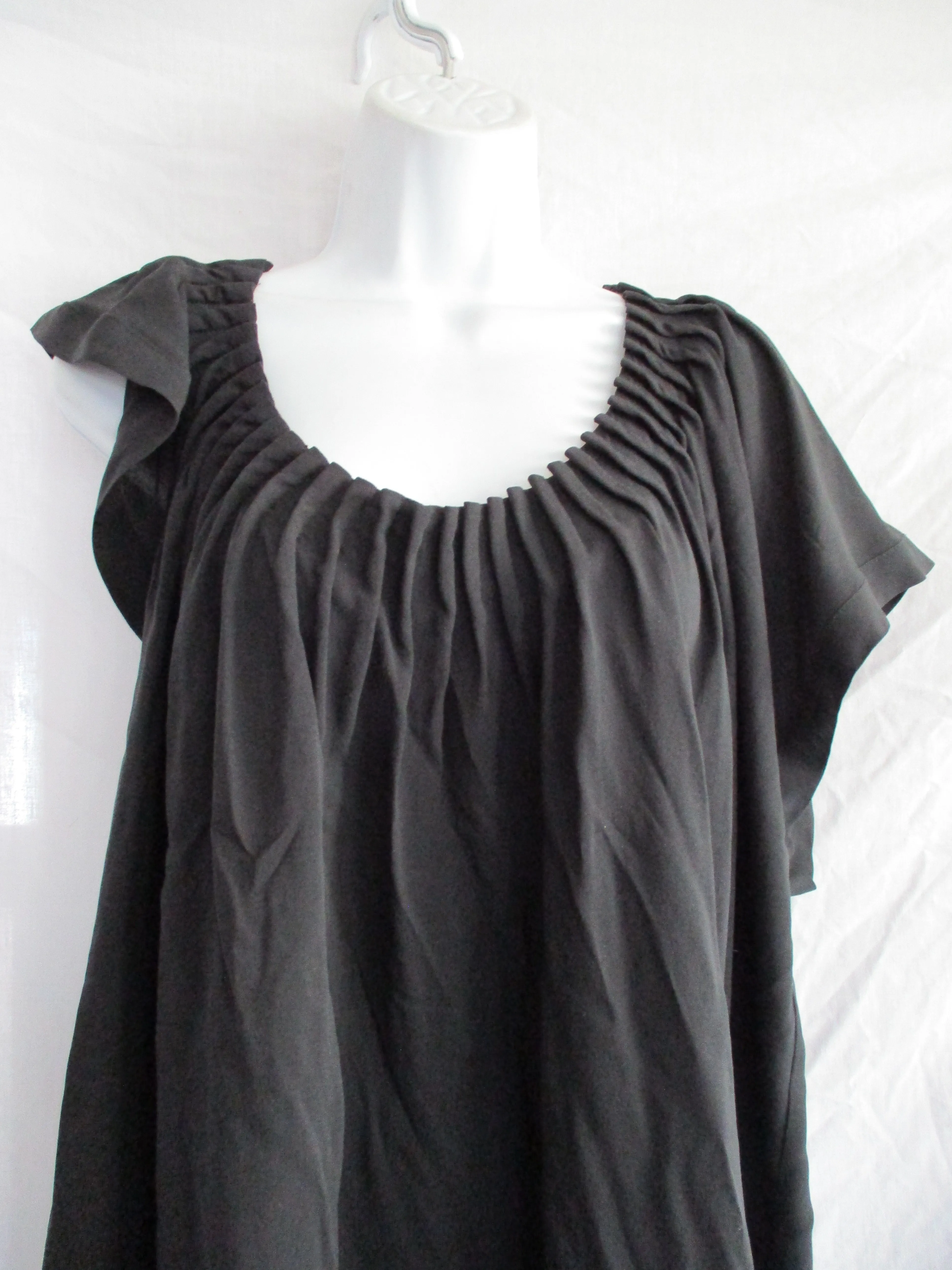 ANN DEMEULEMEESTER PLEATED SILK Blouse Top Goth 38 BLACK Rocker Womens