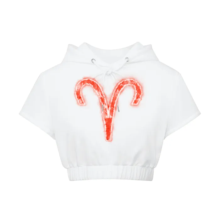 Aries Hem Crop Hooded Top