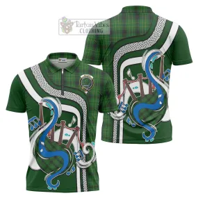 Arthur Highland Tartan Zipper Polo Shirt with Epic Bagpipe Style