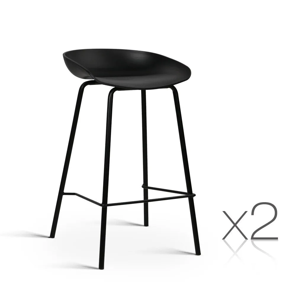 Artiss Set of 2 Metal Bar Stools - Black