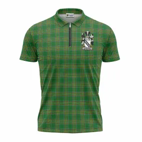 Ashborne Irish Clan Tartan Zipper Polo Shirt with Coat of Arms