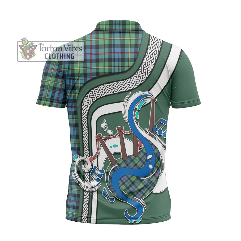 Bailey Ancient Tartan Zipper Polo Shirt with Epic Bagpipe Style