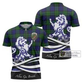 Bannatyne Tartan Zipper Polo Shirt with Alba Gu Brath Regal Lion Emblem