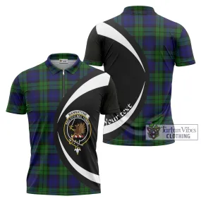 Bannatyne Tartan Zipper Polo Shirt with Family Crest Circle Style