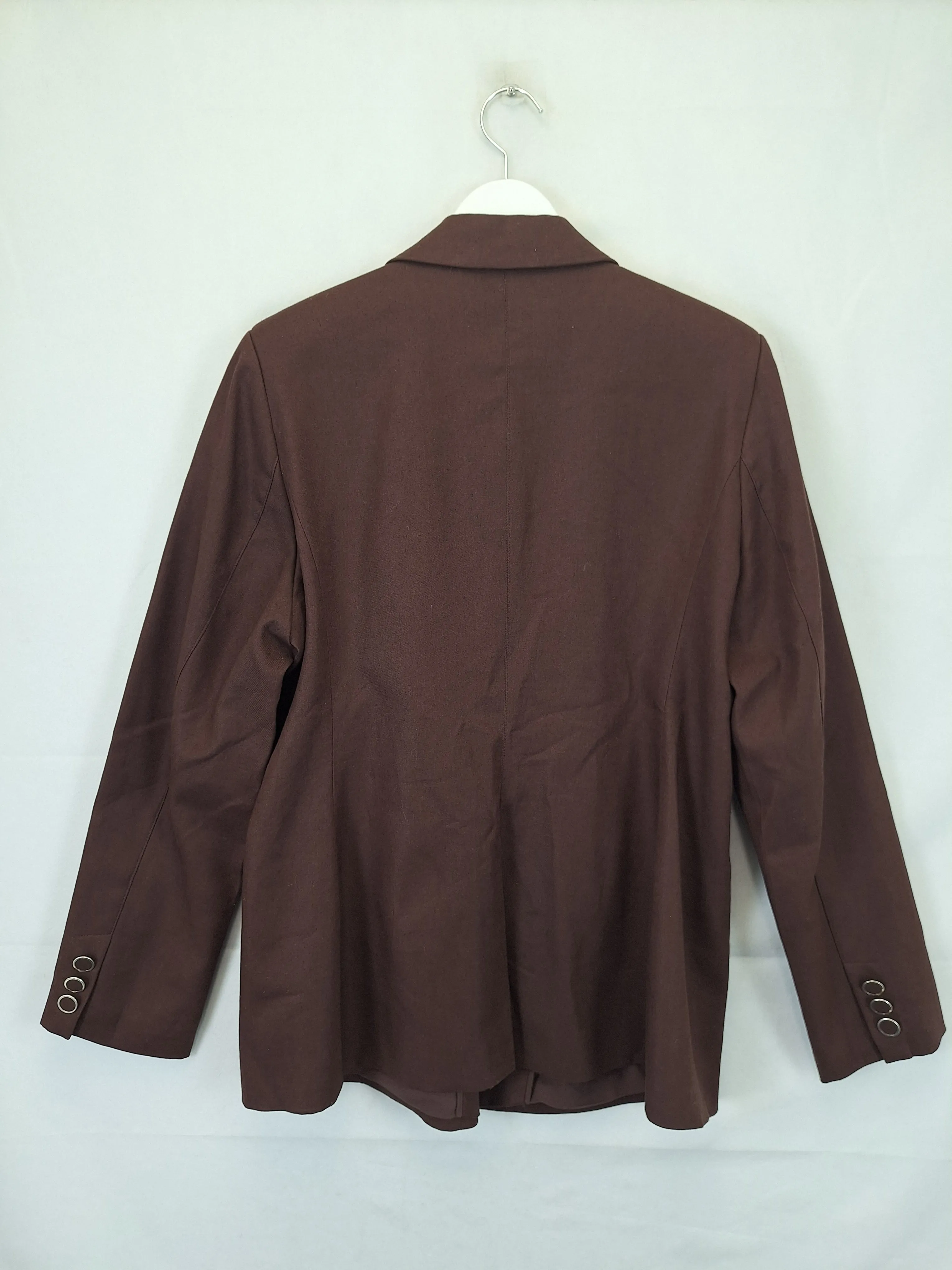 Basque Sophisticated Chocolate Linen Blazer Size 16