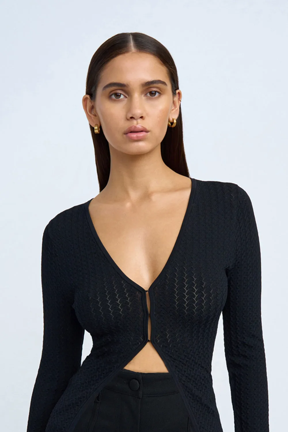 Bella Textured Knit Cardi | Final Sale - Black