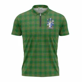 Bermingham Irish Clan Tartan Zipper Polo Shirt with Coat of Arms