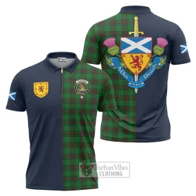 Beveridge Tartan Zipper Polo Shirt Alba with Scottish Lion Royal Arm Half Style