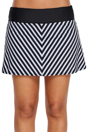 Black Chevron Stripes Beach Skirt