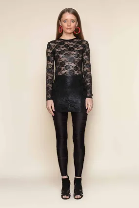 Black Mystique Metallic Stretch Lace Tunic