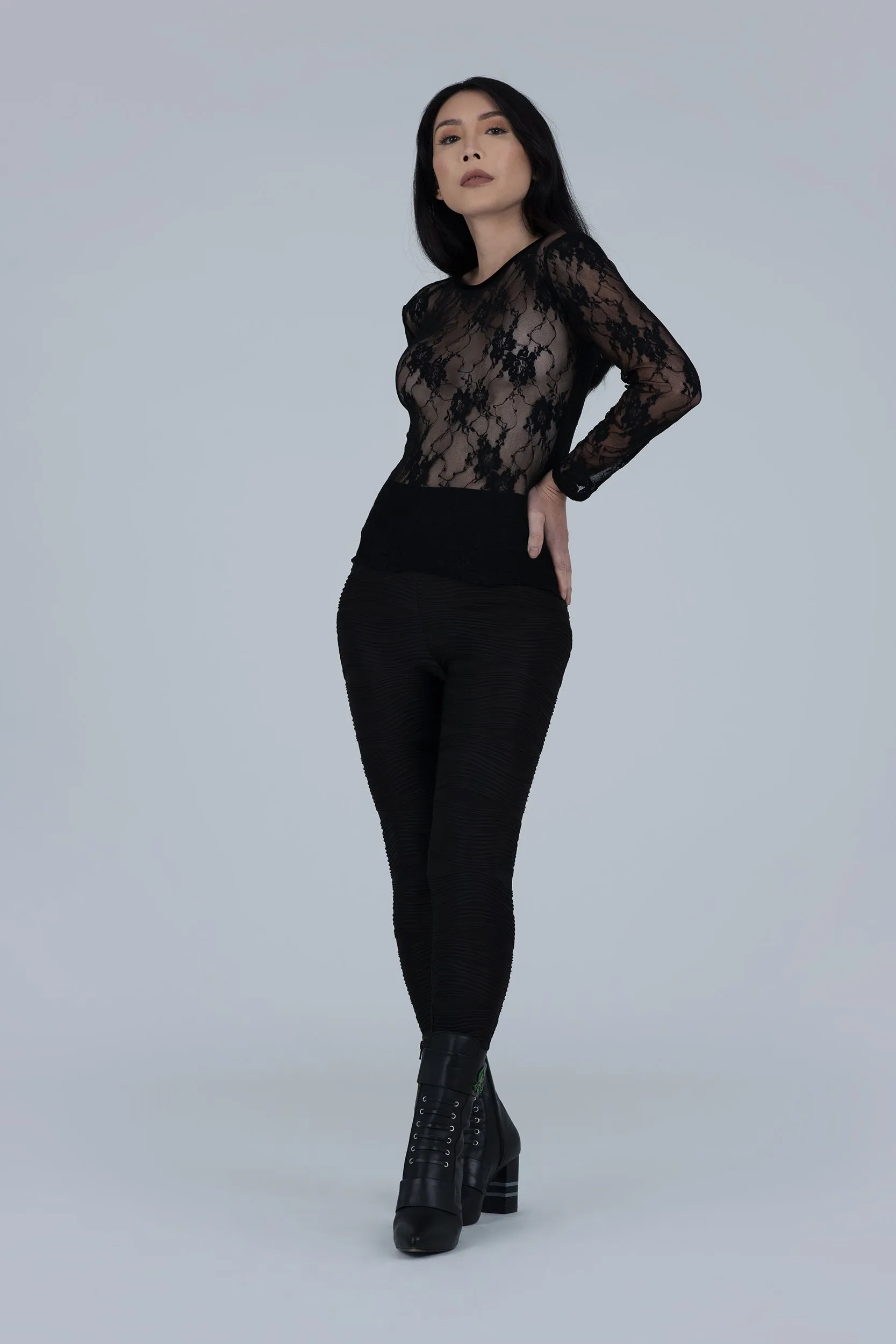 Black Mystique Stretch Lace Top