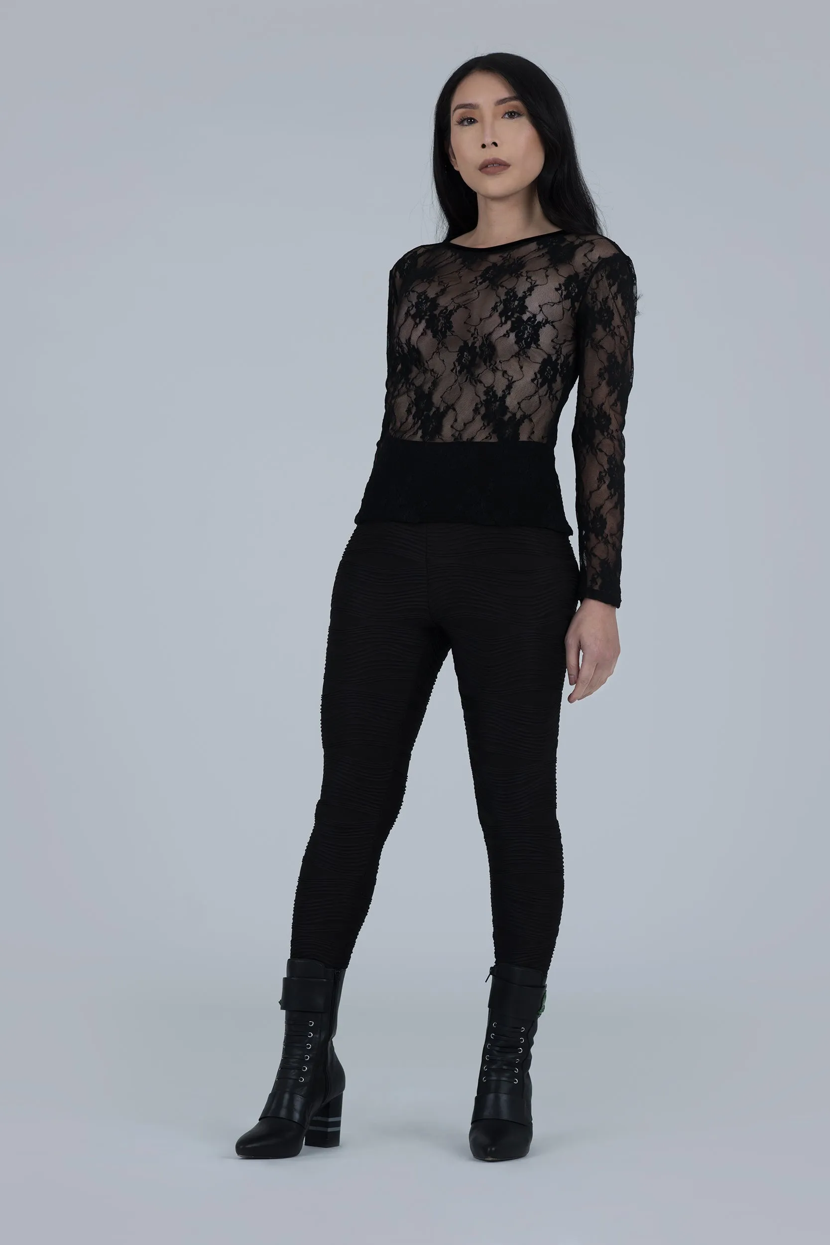 Black Mystique Stretch Lace Top