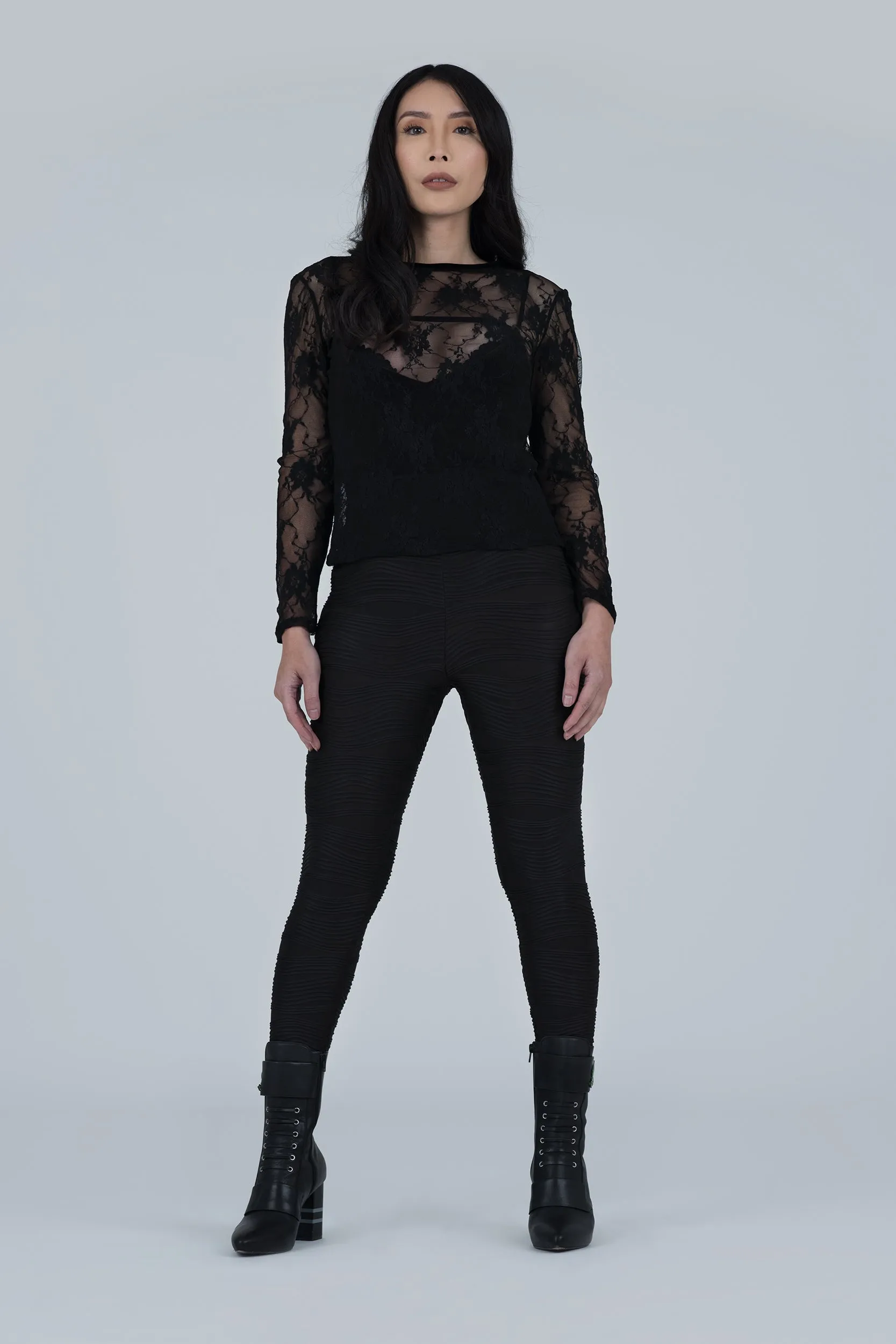 Black Mystique Stretch Lace Top