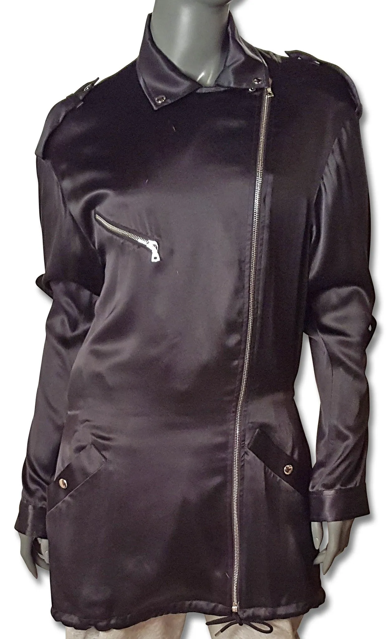 Black Silk Satin Alex Wang Parka