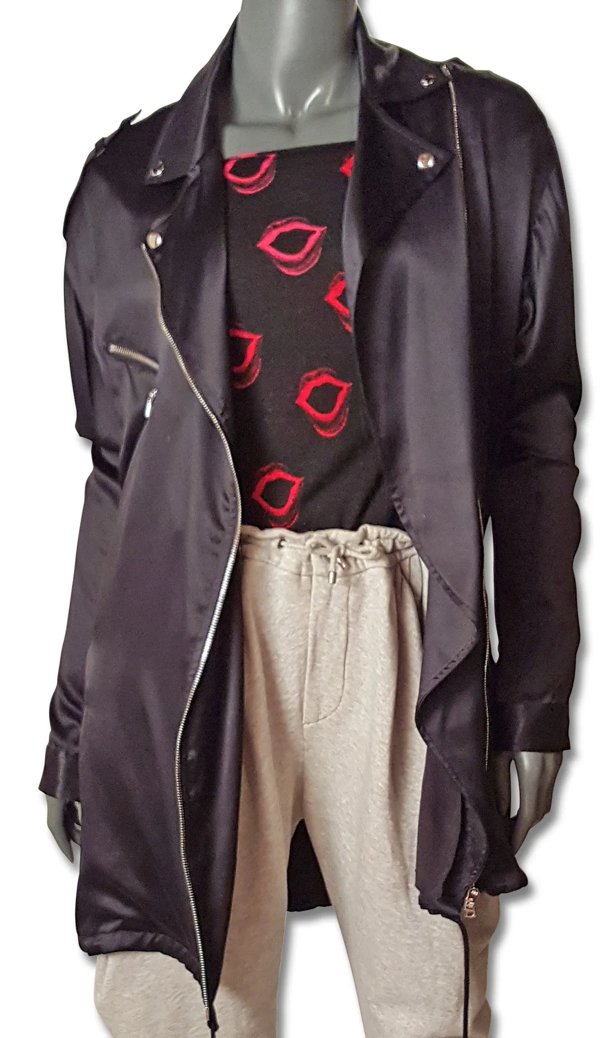 Black Silk Satin Alex Wang Parka