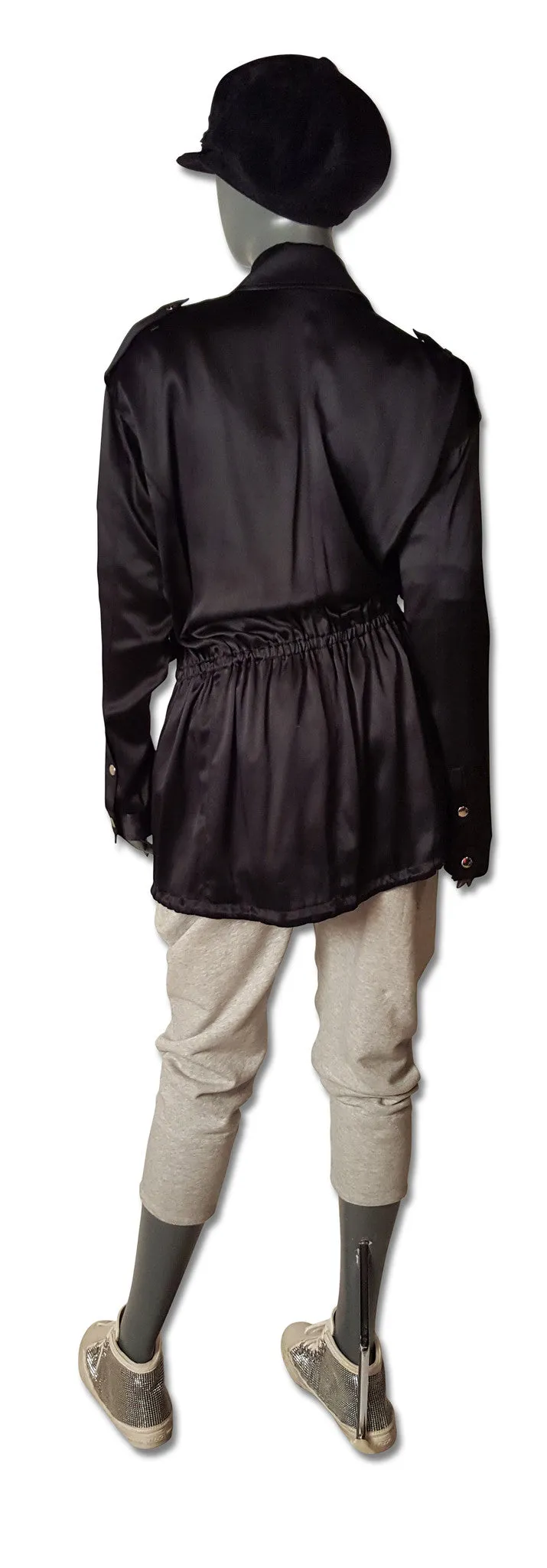 Black Silk Satin Alex Wang Parka