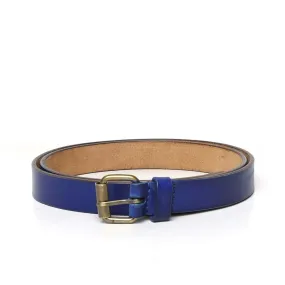 Blue Leather Antique Look Buckle Ladies Belt By Brune & Bareskin