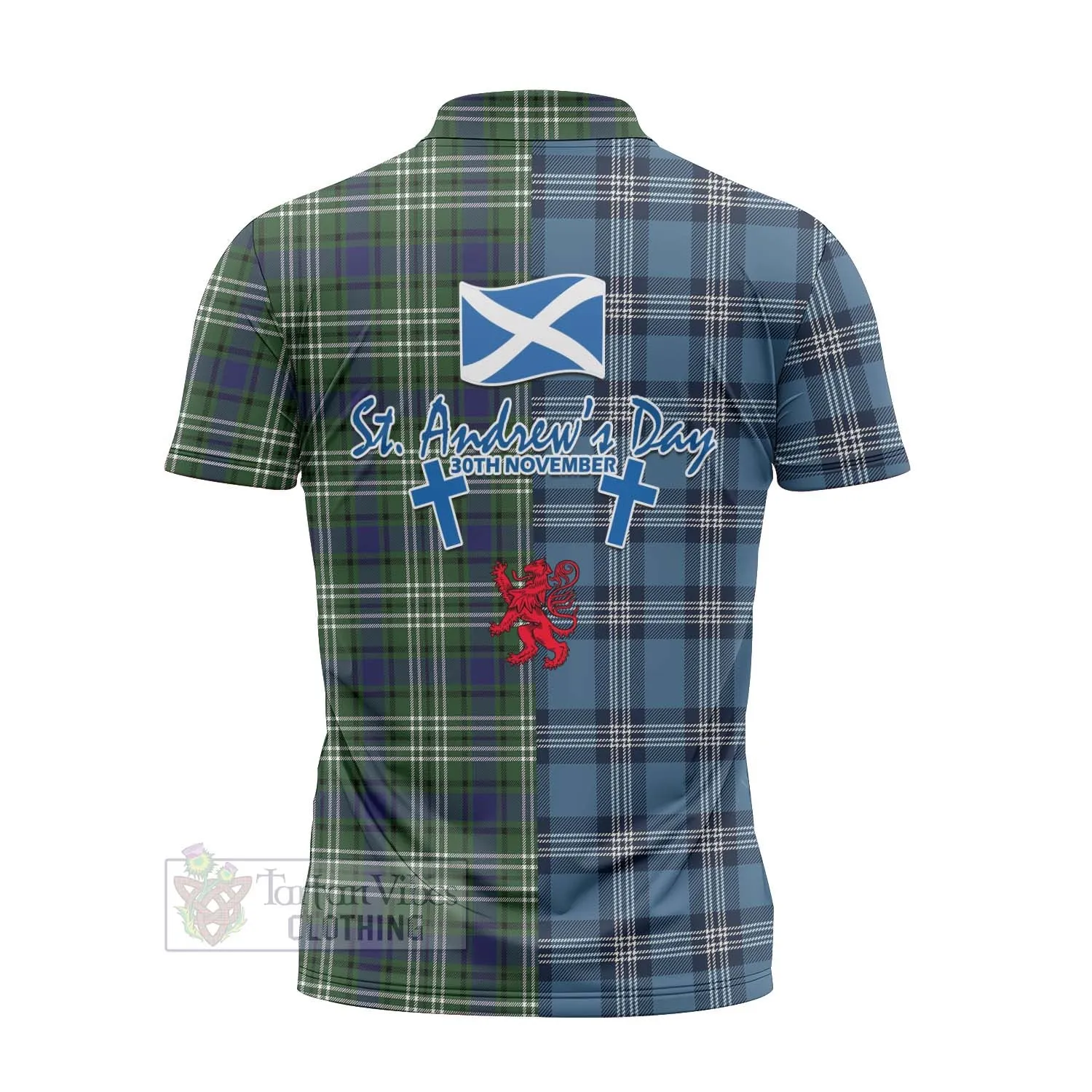 Blyth Tartan Zipper Polo Shirt Happy St. Andrew's Day Half Tartan Style