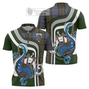 Bowie Tartan Zipper Polo Shirt with Epic Bagpipe Style