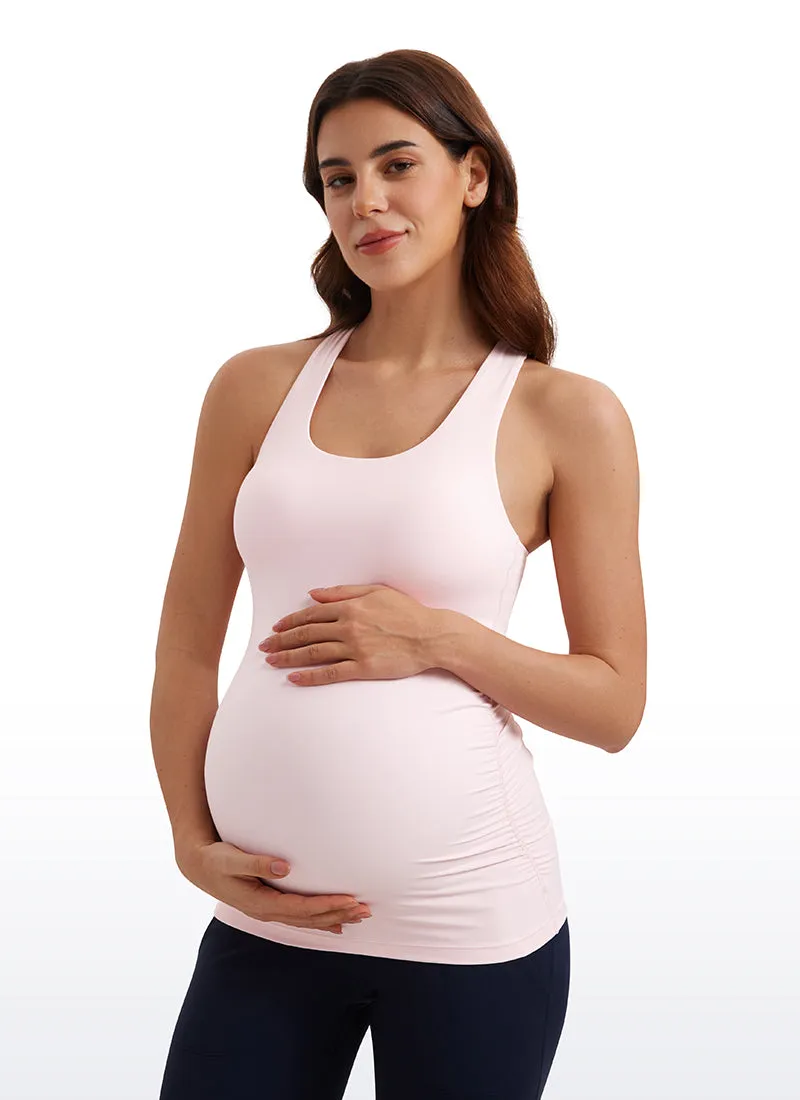 Butterluxe Racerback Maternity Built in Bra Tank Ruched Sides