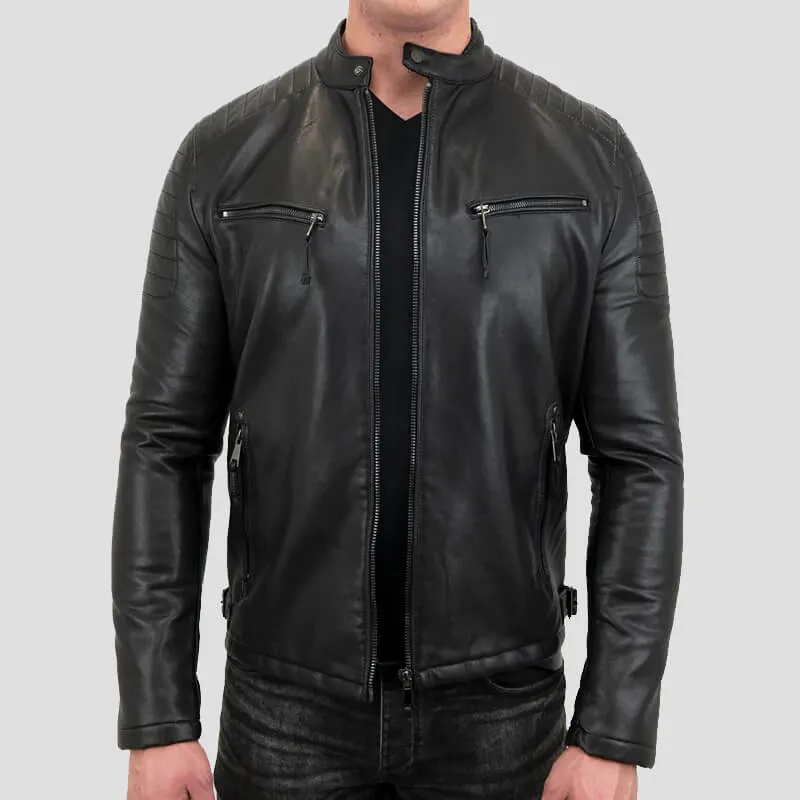 Cafe Racer Biker Leather Jacket for Men