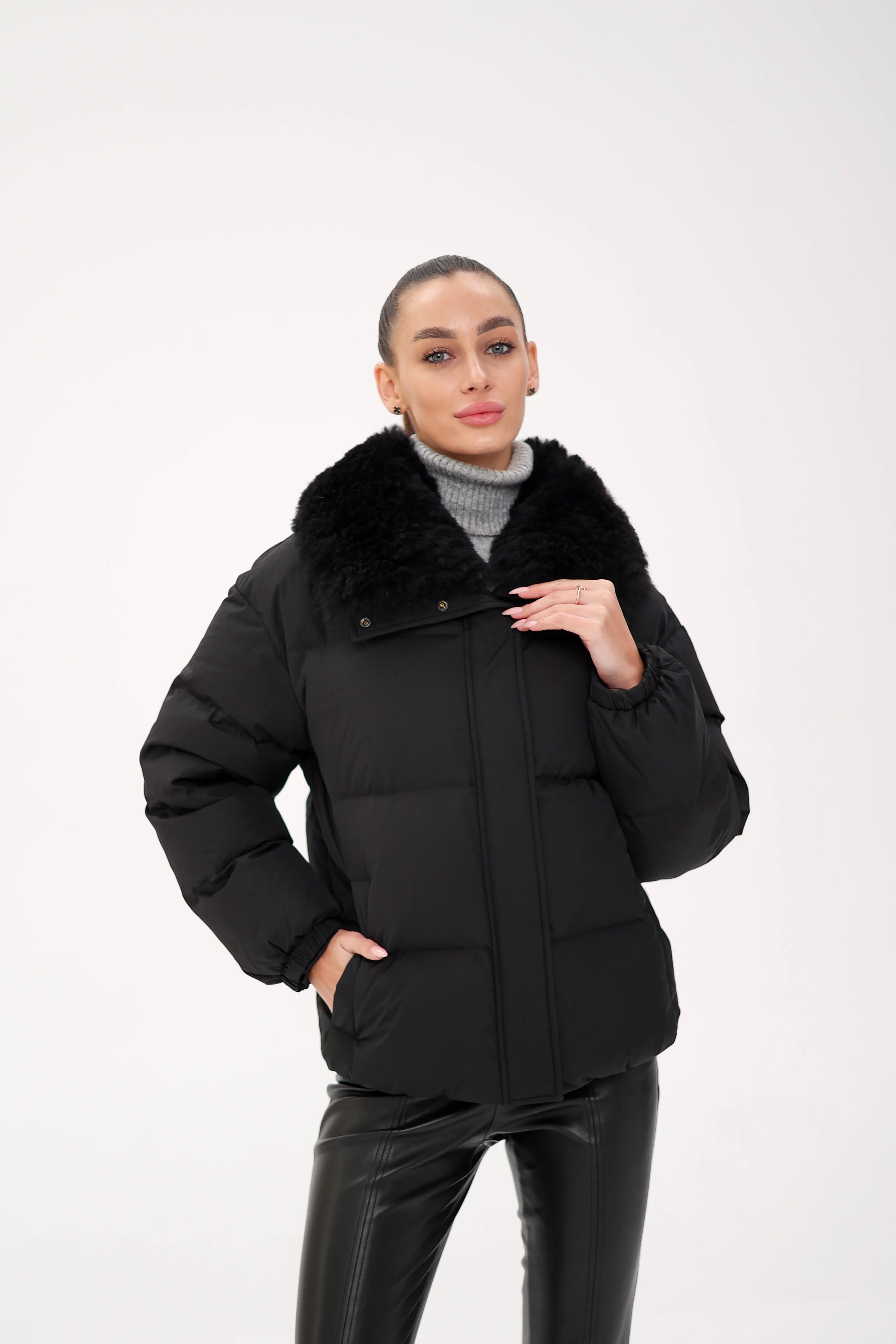 Cashmere Goat Fur Collar Down Coat