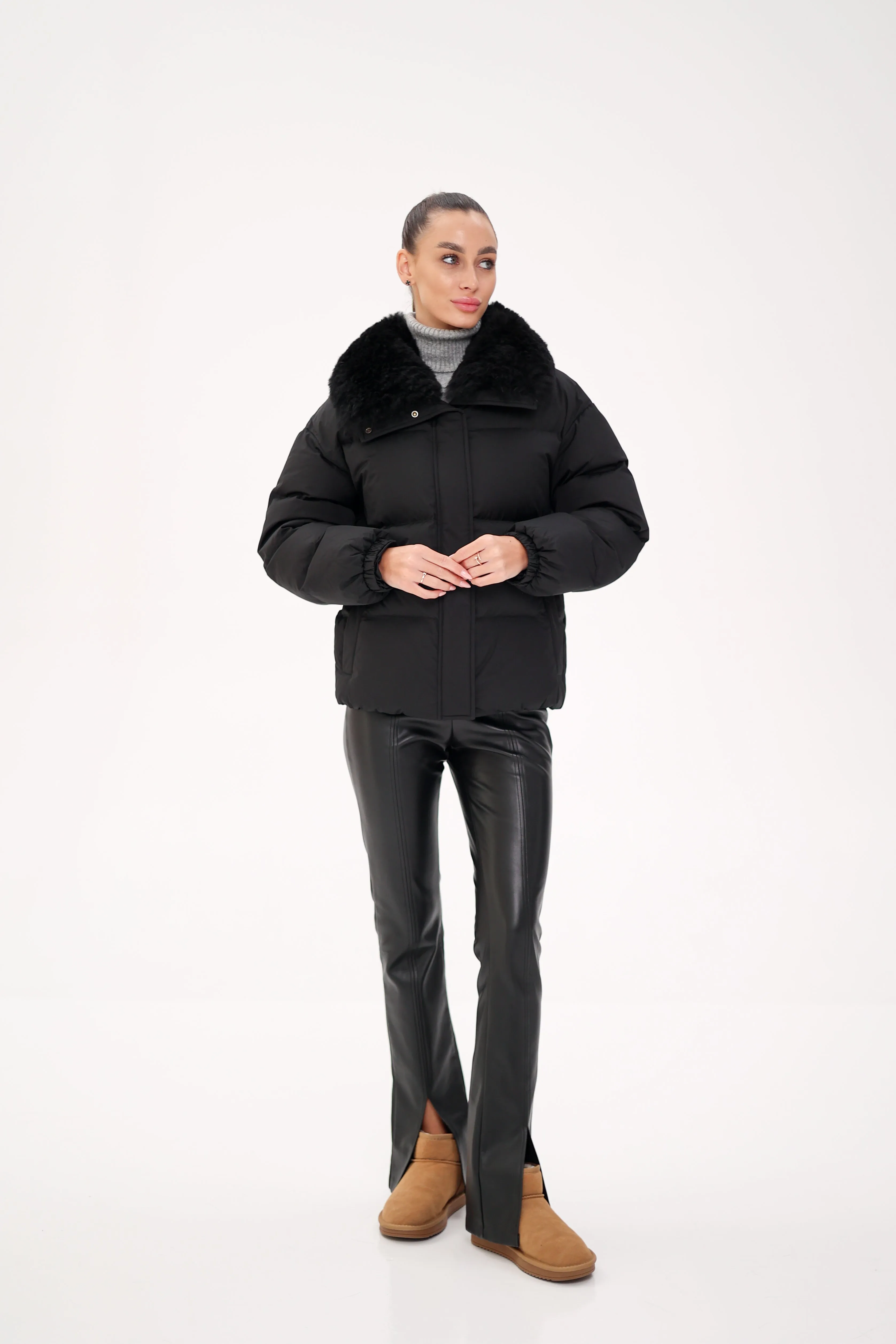 Cashmere Goat Fur Collar Down Coat