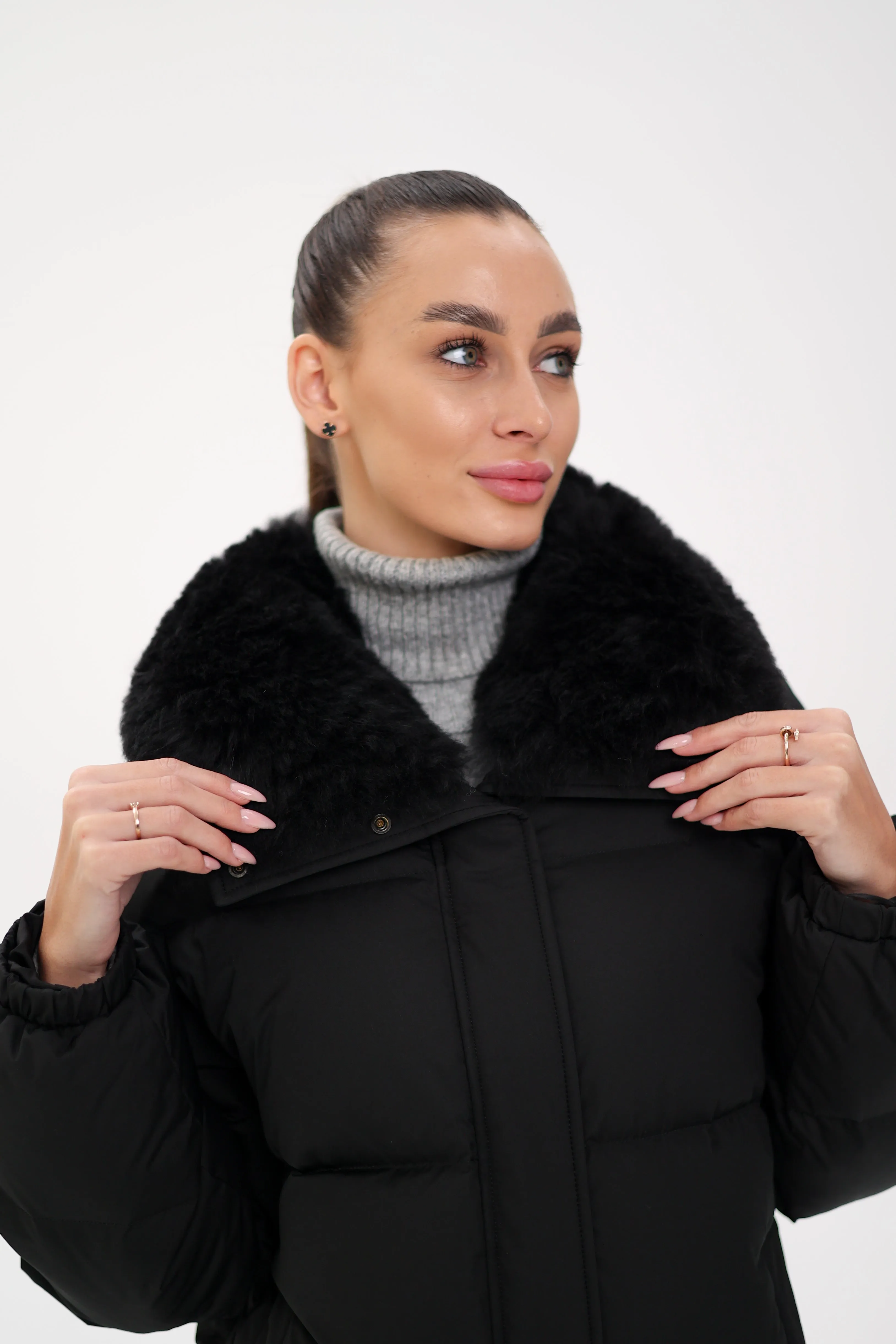 Cashmere Goat Fur Collar Down Coat