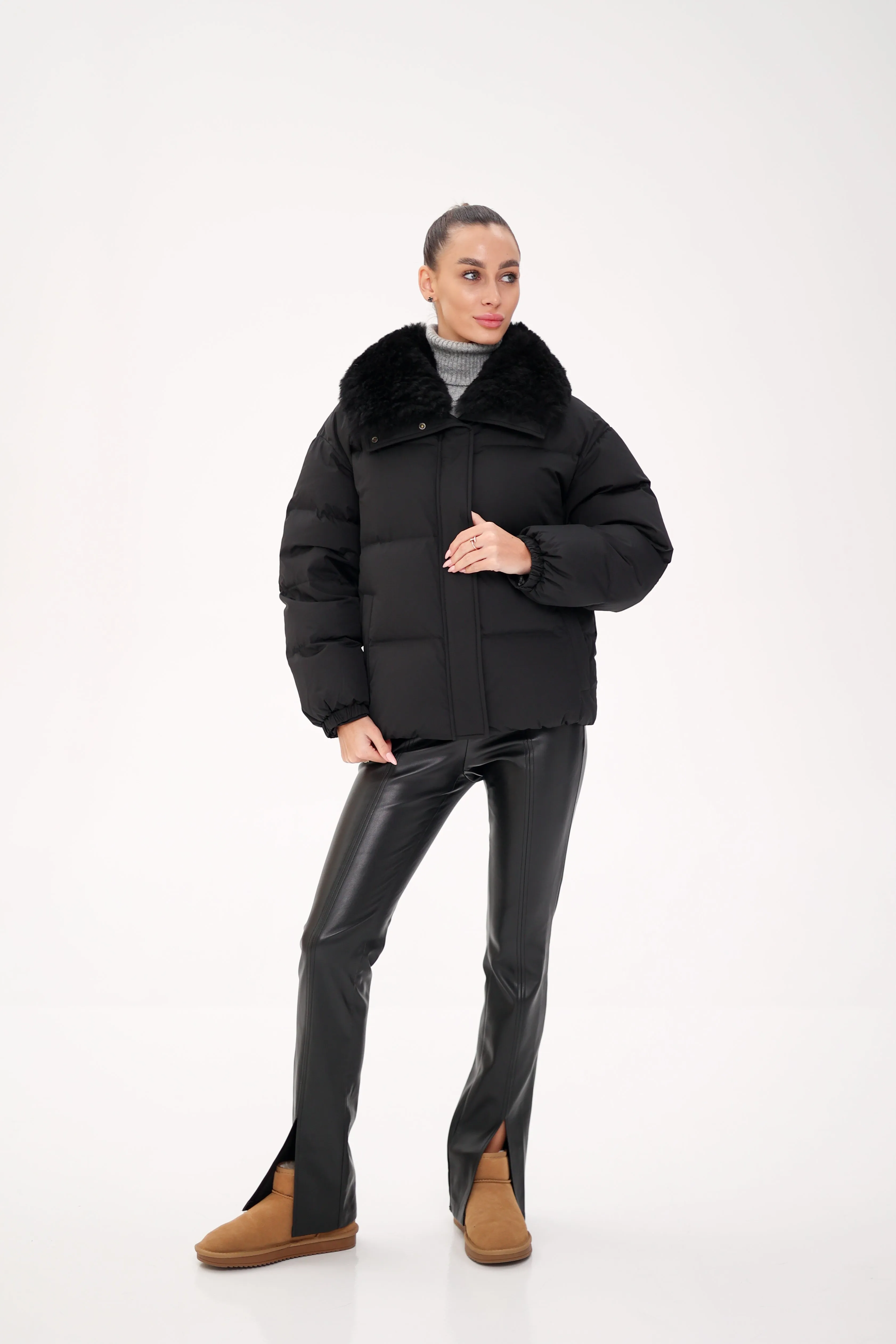 Cashmere Goat Fur Collar Down Coat