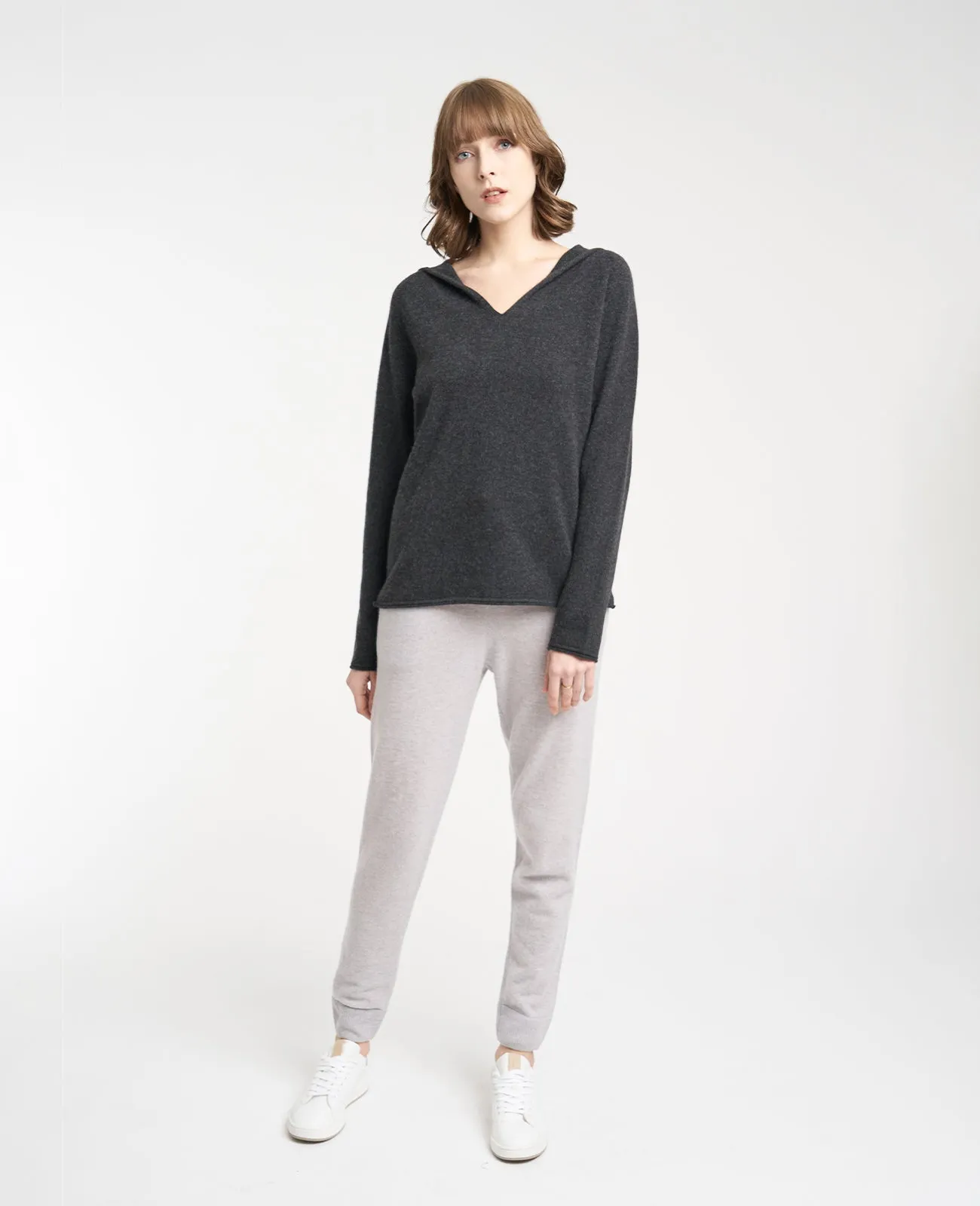 Cashmere V-Neck Hoodie