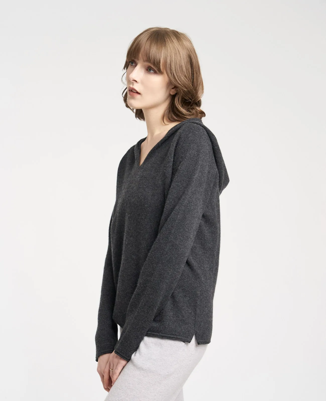 Cashmere V-Neck Hoodie