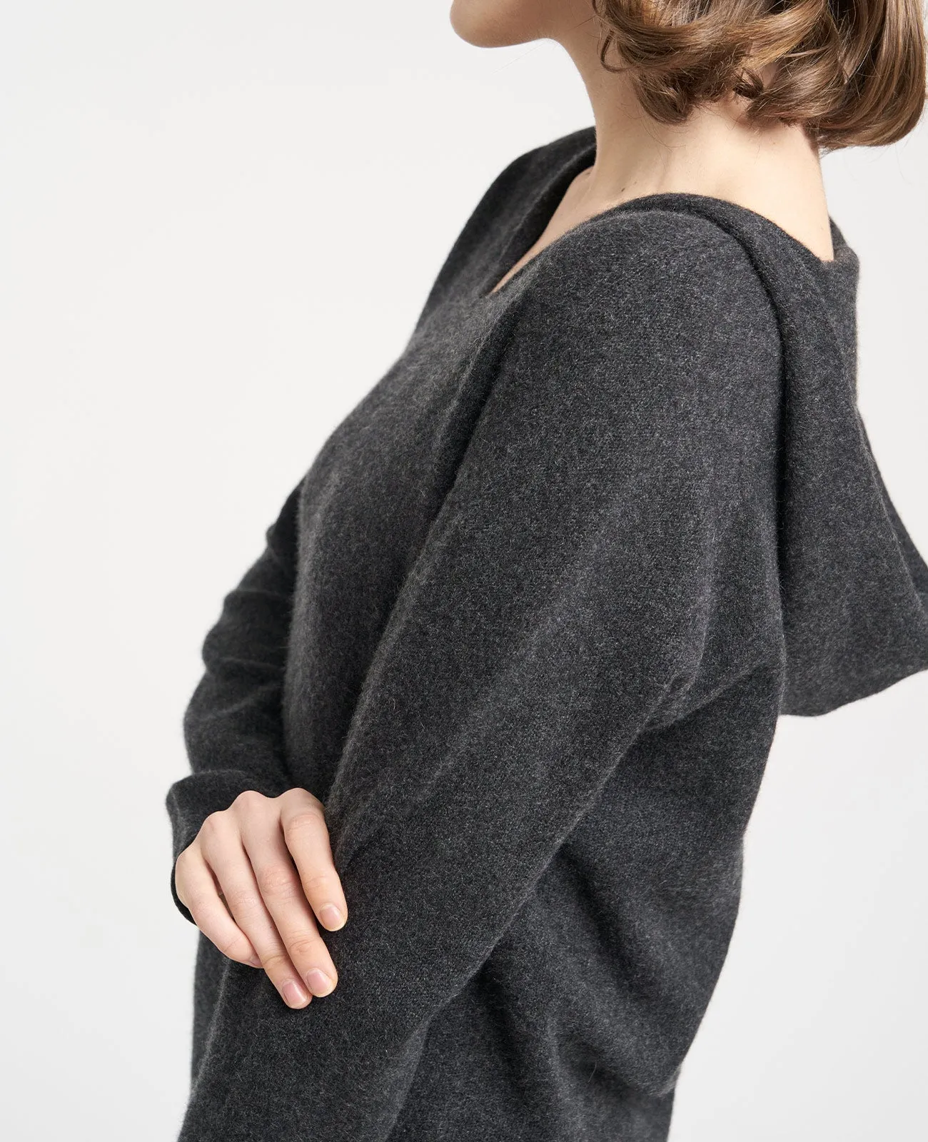 Cashmere V-Neck Hoodie