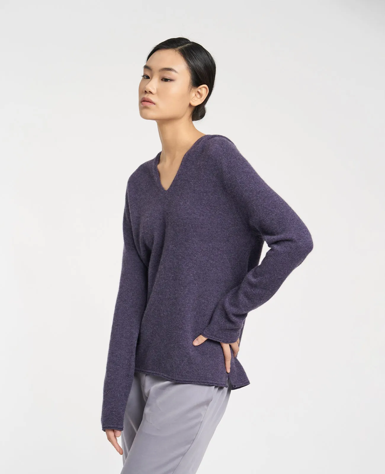 Cashmere V-Neck Hoodie