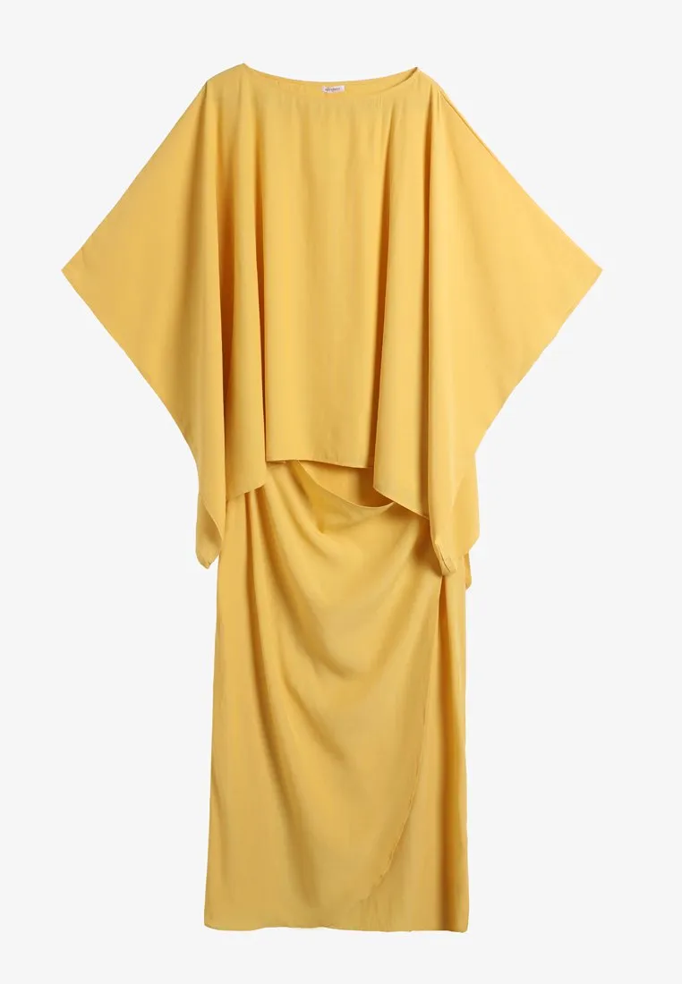 Casyida Raya Minimalist Kaftan Kurung Set - Yellow