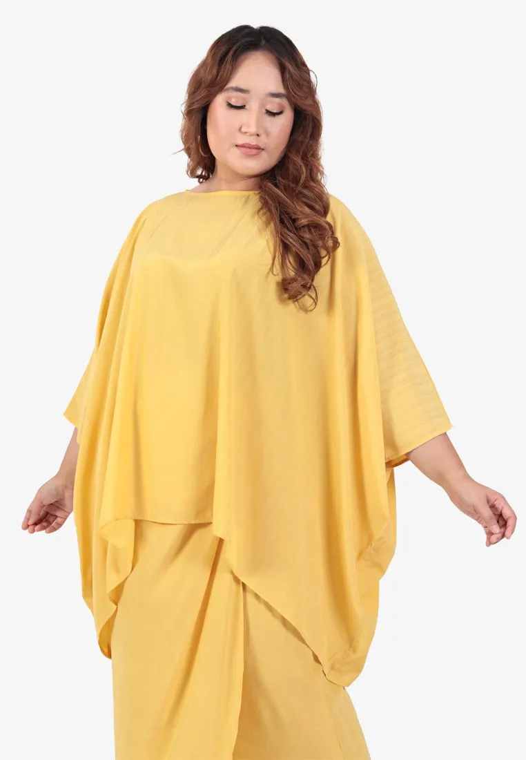 Casyida Raya Minimalist Kaftan Kurung Set - Yellow