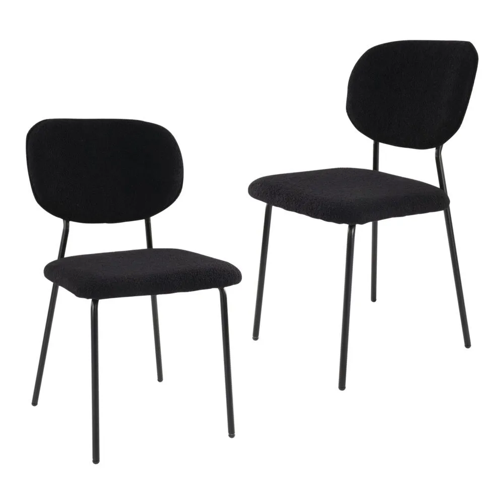 Charcoal Teddy Fabric Armless Dining Chairs Set of 2