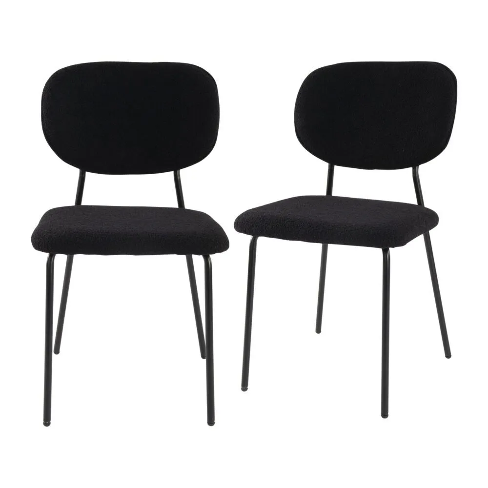 Charcoal Teddy Fabric Armless Dining Chairs Set of 2